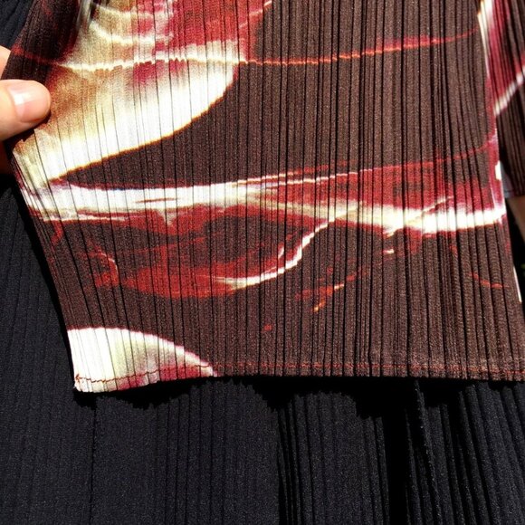 PLEATS PLEASE Issey Miyake Abstract 3/4 Cardigan Shirt Top Purple White Size 3 L - Picture 13 of 15